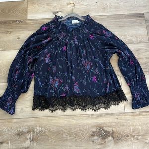 Tanya Taylor Blue Floral Vines Nyssa Top Size 16